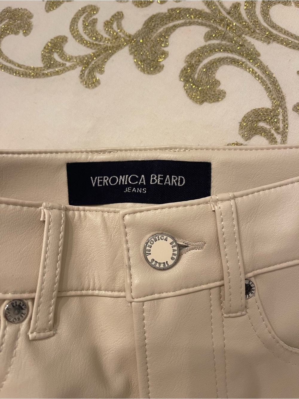Veronica Beard Cream ecru Wide-Leg Jeans - Picture 5 of 7